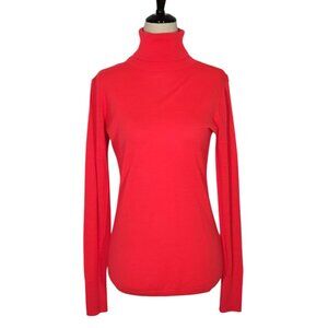 HALOGEN Orange Merino Wool Blend Lightweight Turtleneck Knit Top Size XS NWOT